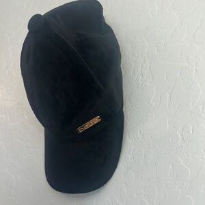 Bebe black hat women’s velvet soft chic‎ casual velour mauve cap